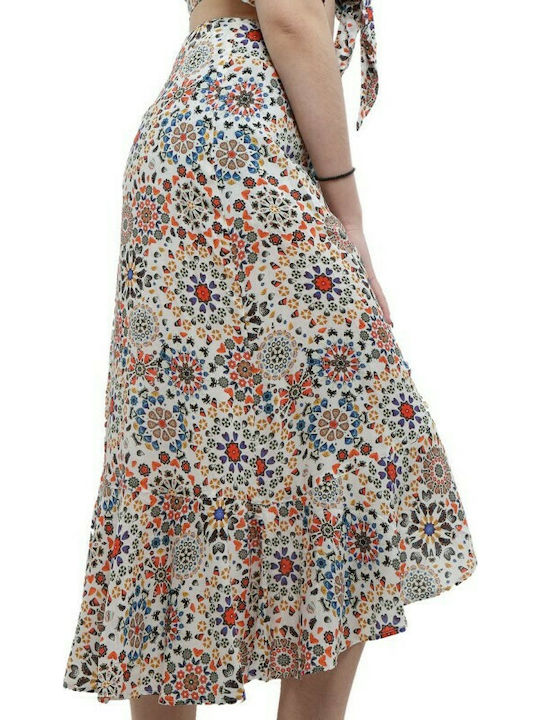 Bora Bora High-waisted Midi Skirt Floral White