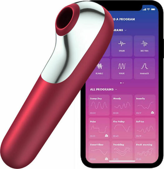Satisfyer Dual Love Vibe & Sucker with Air Pulse Аспиратор Вагина с вибрация Red 1бр
