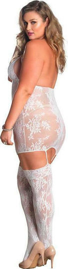Leg Avenue Strappy Suspender Bodystocking Dress White 3003-4738-2