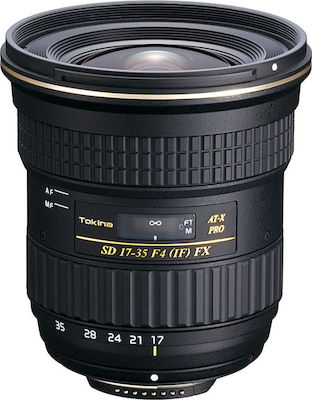 Tokina Full Frame Camera Lens AT-X 17-35mm F4.0 Pro FX Standard Zoom for Nikon F Mount Black