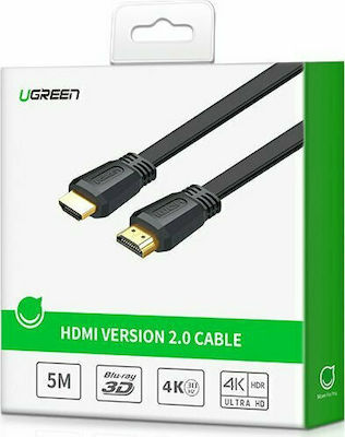 Ugreen HDMI 2.0 Flat Cable HDMI male - HDMI male 1.5m Μαύρο