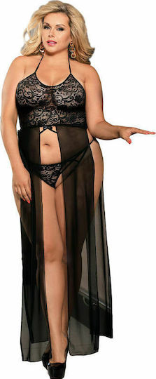 Subblime Set Sexy De Lenjerie Cu Dantelă Negru Mărimi Mari