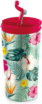 iDrink Tropical Glass Thermos Stainless Steel BPA Free Multicolour 350ml with Mouthpiece