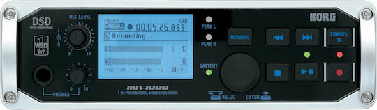 Korg MR1000 Stereo Digital Portable Recorder Battery/Power with Recording Duration 60 Hours and Phantom Power