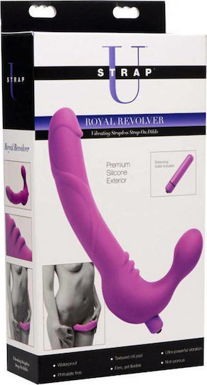 Strap U Royal Revolver Vibrating Strap On Strapless Strap On with Dildo 22cm with Vibration in Purple Color