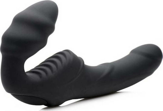 Strap U Slim Rider Strapless Strap-on Vibrator Strapless Strap On with Dildo 21.60cm with Vibration in Black Color