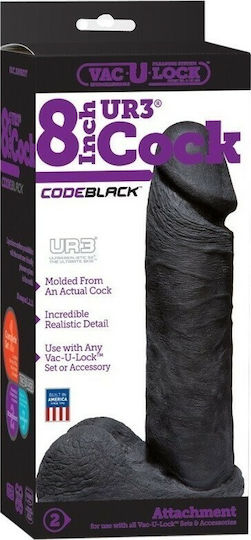 Doc Johnson Vac-U-Lock CodeBlack Realistic Dildo with Scrotum Black 20cm 1016-09-BX