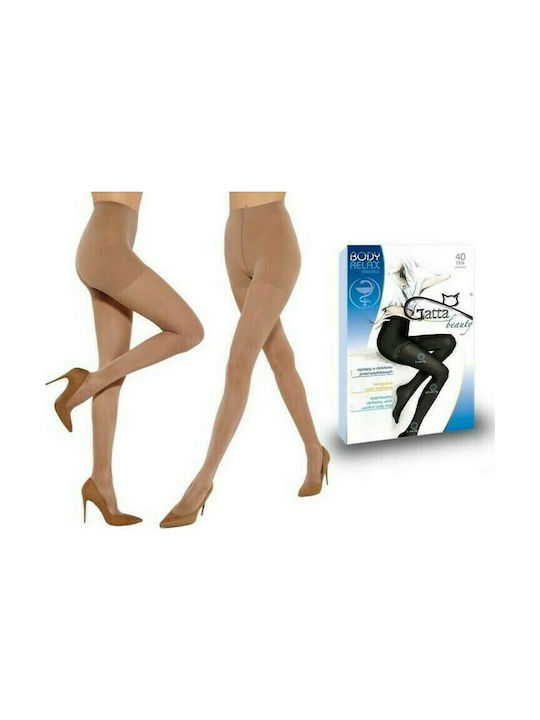 Women's Gradual Compression Tights with Latex Gatta Body Relax Diane 40 Den in Leather