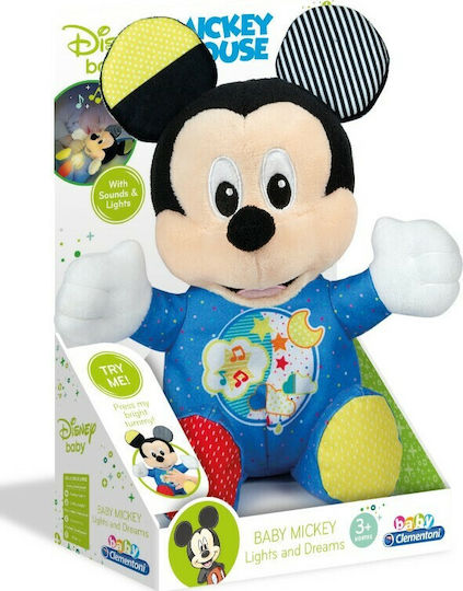 Clementoni Jucărie pentru Bebeluși Baby Mickey din Țesătură cu Muzică și Lumină pentru 6++ Luni