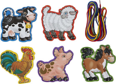 Melissa & Doug Lacing Toy Animals Lace and Trace Farm Activity Set made of Wood for 36++ Months