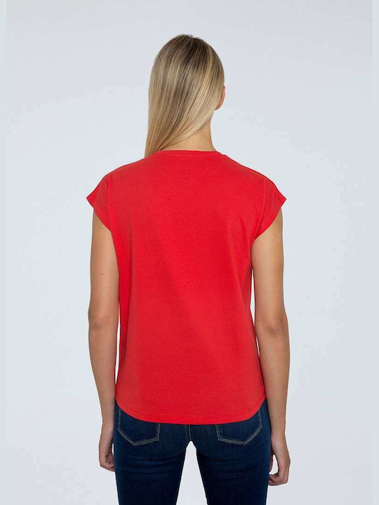 Pepe Jeans Γυναικείο T-shirt Κόκκινο