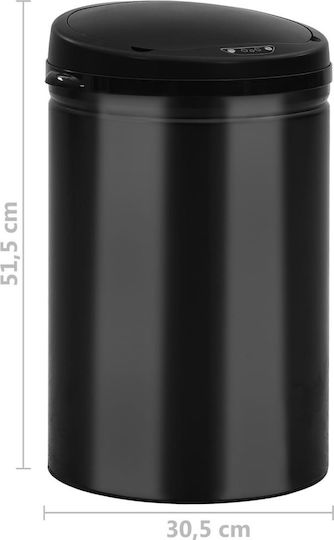 vidaXL Metallischer Mülleimer mit Sensor Schwarz 30lt