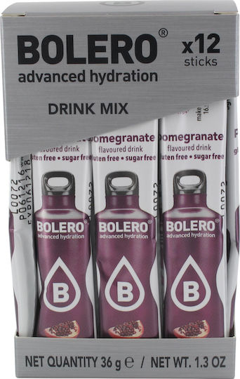 Bolero Juice Powder 500ml in Water Pomegranate Sugar Free 9gr 12pcs