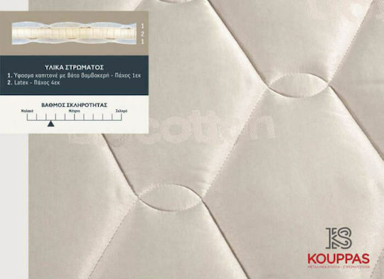 KS Kouppas Twin XL Latex Mattress Topper Latex Biocotton 160x190x6cm