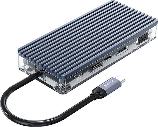 Orico WB-11P USB-C Docking Station with HDMI 4K PD Ethernet Gray