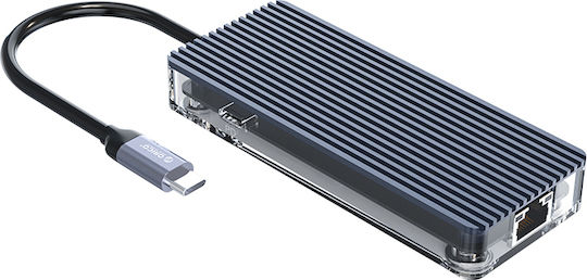 Orico WB-6RJ USB-C Docking Station με HDMI 4K PD Ethernet Γκρι