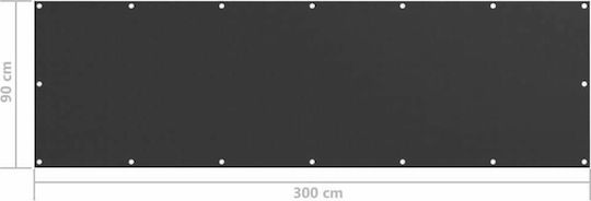 vidaXL Rectangular Shade Divider Gray in Roll With Hoop & with PU Coating 0.9x3m made of Oxford fabric