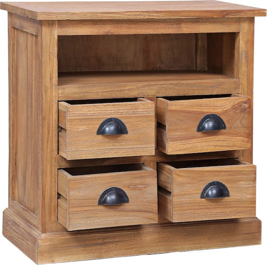 Chest of Drawers of Solid Wood with 4 Drawers 60x30x60cm
