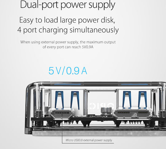 Orico MH4U-U3 Hub 4 Ports USB 3.0 with USB-A Connection White
