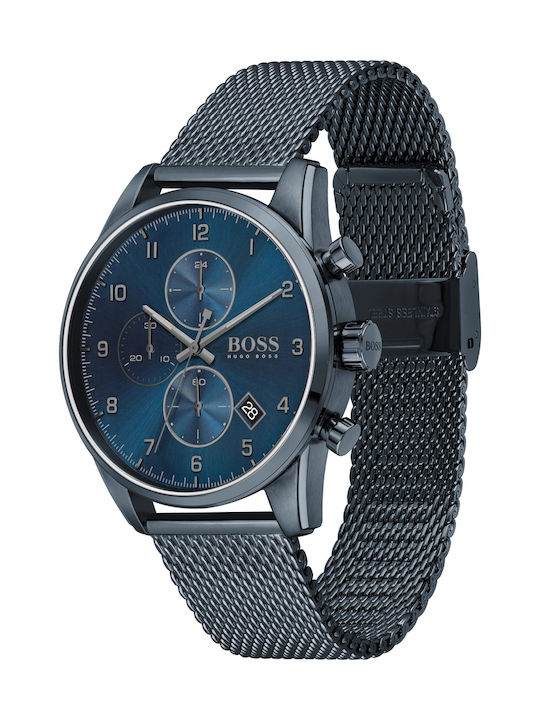 Boss Skymaster Men's Watch 44mm Chronograph Battery with Blue Metal Bracelet