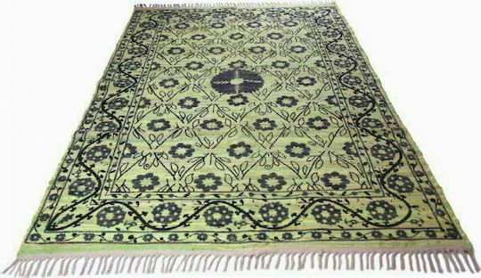 Synchronia Flowers Handmade Cotton with Fringes Green Flowers