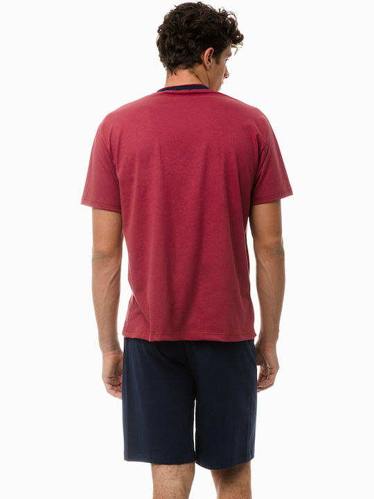 Minerva 90-70908 Men's Summer Cotton Pajamas Set Bordeaux