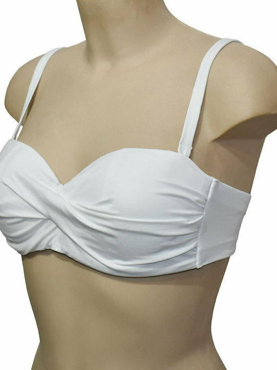 Strapless Bikini Top D Cup με Ενίσχυση Λευκό