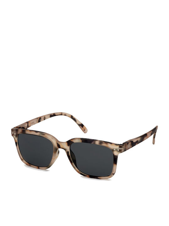 Izipizi Unisex Sunglasses with Brown Tartaruga Plastic Frame and Black Lens