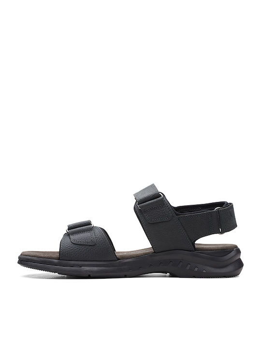 Clarks Hapsford Creek Leder Herrensandalen in Schwarz Farbe