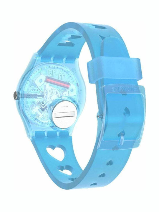 Swatch Love From A To Z Women's Watch with Turquoise Rubber Strap