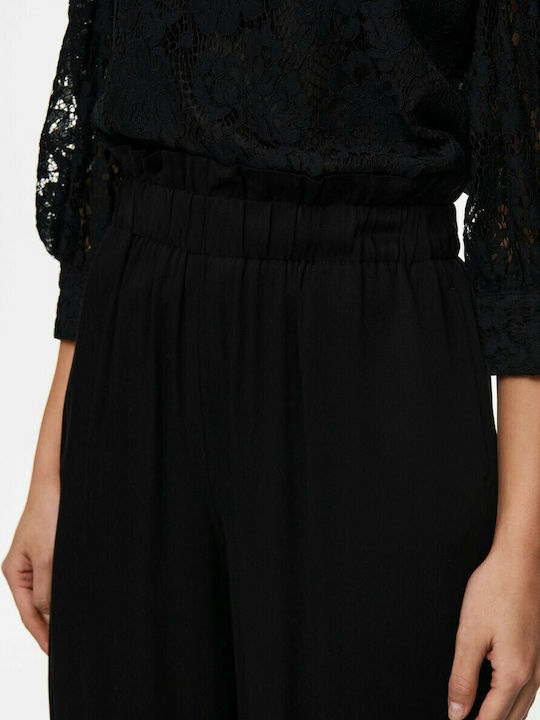 Femei Talie înaltă Din material textil Pantaloni cu elastic cu Croială Paperbag Neagră