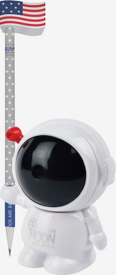 Legami Milano To the Moon and Back Plastic Pencil Sharpener Barrel White Hand Crank