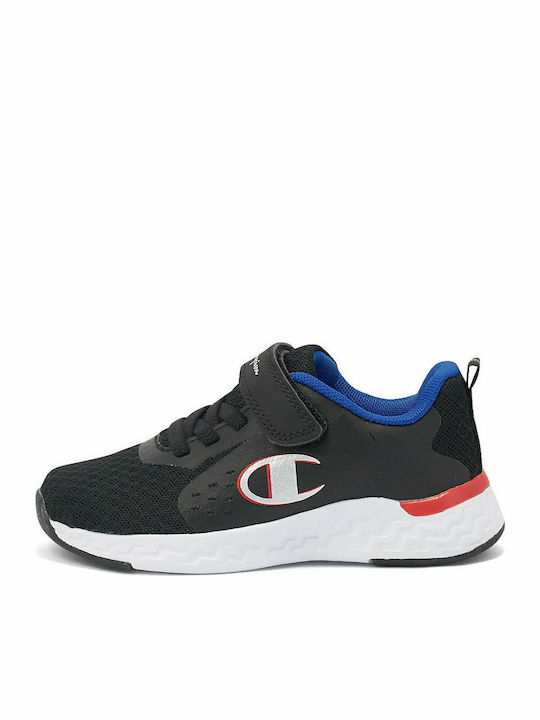 Bold Kids Sports Shoes Running with Hoop & Loop Closure Black