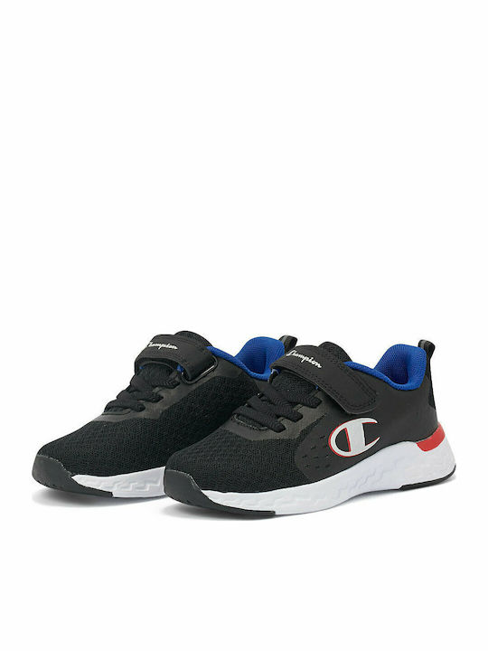 Bold Kids Sports Shoes Running with Hoop & Loop Closure Black