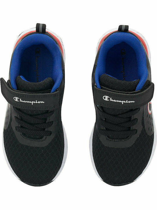 Bold Kids Sports Shoes Running with Hoop & Loop Closure Black
