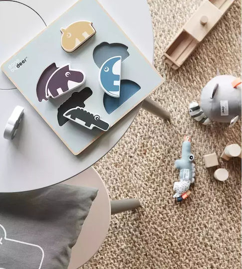 Lemnos Puzzle pentru Copii cu Îmbinări Chunky Play Deer Friends 5buc Done by Deer