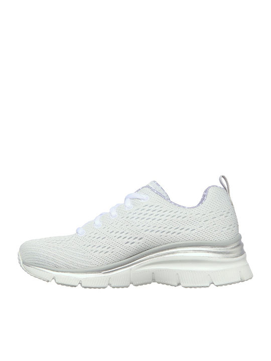 Knit Lace Up Wedge Sneakers White