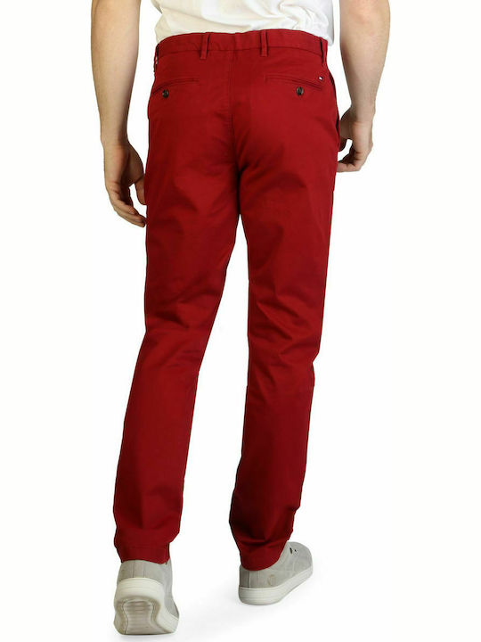 Tommy Hilfiger Ανδρικό Παντελόνι Chino Ελαστικό σε Κανονική Εφαρμογή Κόκκινο