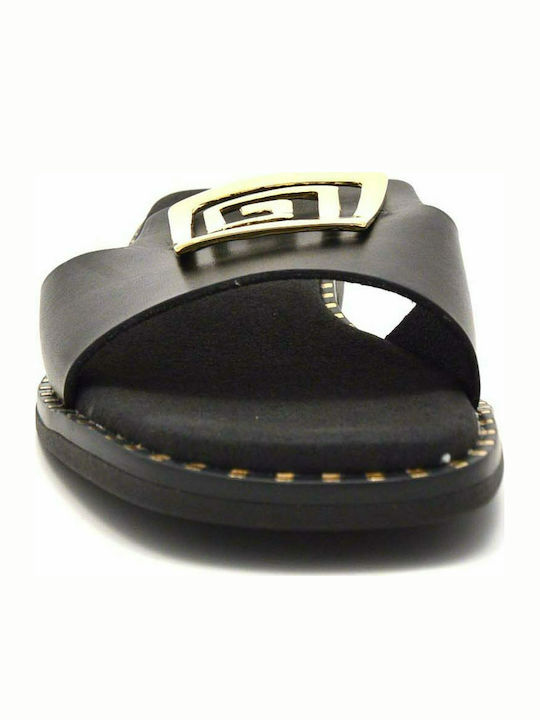 Ragazza Leather Women's Flat Sandals Anatomic in Black Color