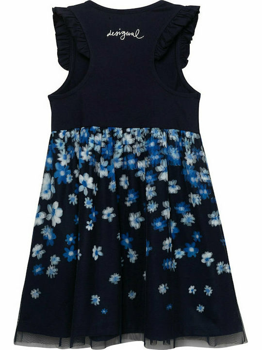 Leticia Παιδικό Φόρεμα Αμάνικο Floral Navy Μπλε