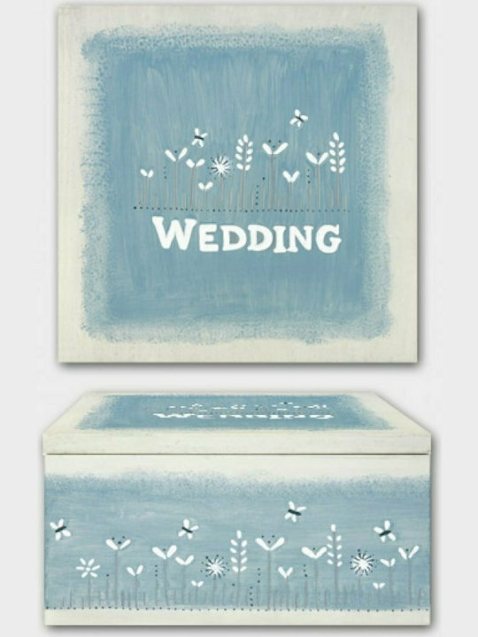 Synchronia Wooden Decorative Box Wedding Blue 21x21x10cm