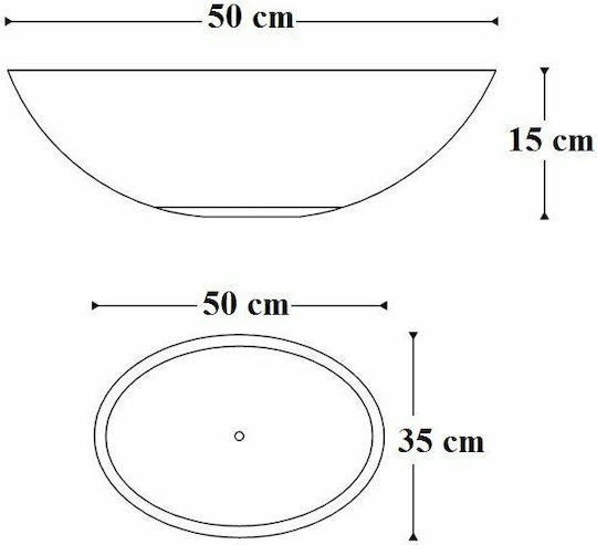 S15 Solid Surface Επικαθήμενος Νιπτήρας από Συνθετικό Υλικό 50x35cm Λευκός