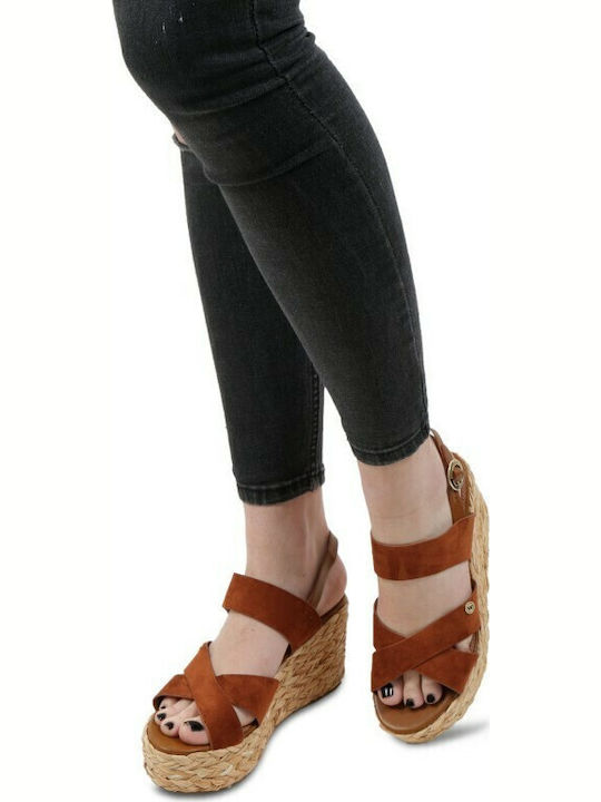 Malaga Batida Women's Suede Platform Shoes Brown