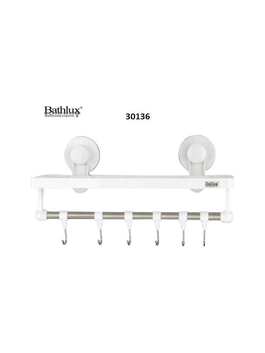 Bathlux 30136 Bathroom Hook 6 Prongs with Suction Cup 32x11.7cm White
