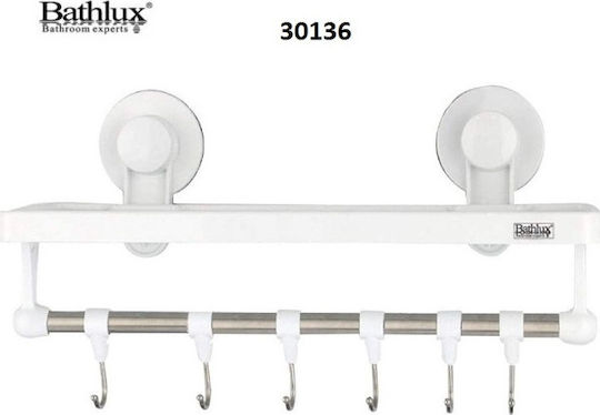 Bathlux 30136 Άγκιστρο Μπάνιου 6 Θέσεων με Βεντούζα ​32x11.7cm Λευκό