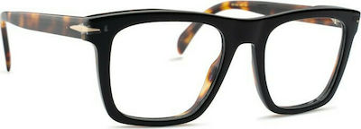 David Beckham Plastic Eyeglass Frame Black Tortoise DB 7020 WR7