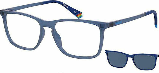 Polaroid Plastic Eyeglass Frame with Clip On Blue PLD6139/CS PJPC3