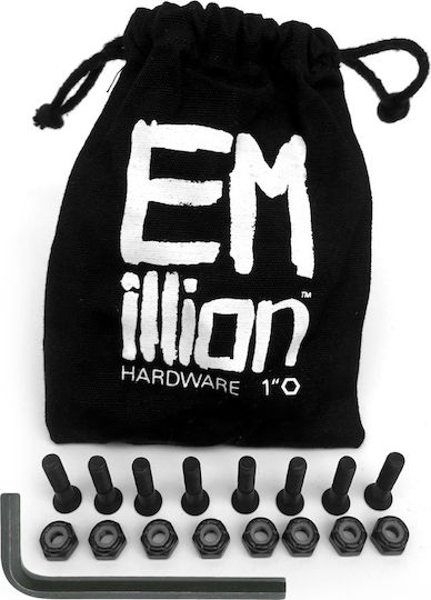Emillion Mounting Hardware Allen 1" Black Screws & Nuts Skateboard