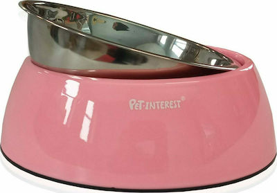 Pet Interest Deluxe Dual Metal Cat Bowl for Food & Water Pink 350/ 450ml