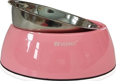 Pet Interest Deluxe Dual Plastic Cat Bowl for Food & Water Pink 200ml